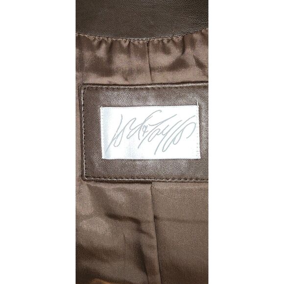 Lord & Taylor Women's Brown Leather Jacket Size 6 - Picture 6 of 8